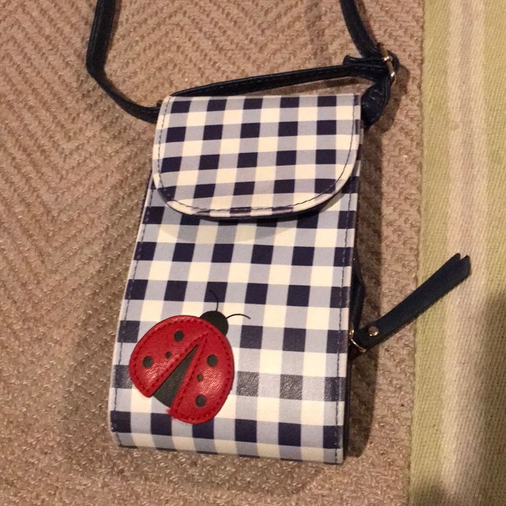 Blue and White Ladybug Crossbody